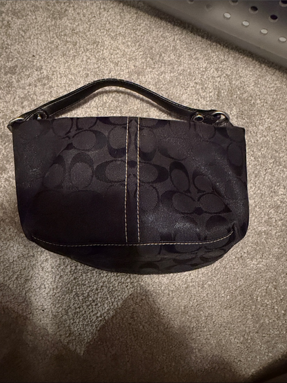 Coach Black Signature Jacquard Shoulder Bag with Top Handle
